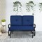 Outdoor Olefin Fabric Glider Bench with Cushions 2-Seat Patio Loveseat Rocker and Steel Frame